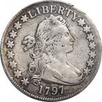 1797 Draped Bust Half Dollar. Small Eagle. O-102, T-2. Rarity-6-. 15 Stars. VF Details--Repaired (PC