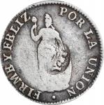 1834-37年菲律宾-秘鲁2 雷亚尔银币。马尼拉铸币厂。PHILIPPINES. Philippines - Peru. 2 Reales, ND (ca. 1834-37). Manila Min