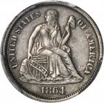 1864 Liberty Seated Dime. Fortin-102a. Rarity-5. EF-45 (PCGS).