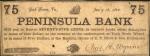 York Town, Pennsylvania. Chas. H. Wynne Payable by Peninsula Bank. Jan. 1, 1862. 75 Cents. Fine.