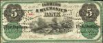 Easton, Pennsylvania. Farmers & Mechanics Bank of Easton. March 1, 1862. $5. Very Fine.