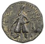 KUSHAN: Vima Kadphises, ca. 105-127, AE ½ unit (8.30g), Mitch-3048/49, king standing, offering sacri