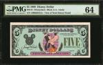 Lot of (3) Disney Dollars. 1989, 1994 & 1995. $5. PMG Choice Uncirculated 64 & 64 EPQ.