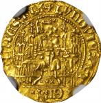 BELGIUM. Flanders. 1/4 Chaise dOr, ND (1346-84). Louis II de Male (1346-84). NGC MS-63.