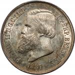 1887年巴西2000里斯银币，PCGS MS62，#42958867.