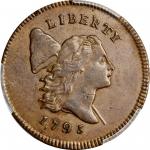1795 Liberty Cap Half Cent. C-2a. Rarity-3. Lettered Edge, Punctuated Date. AU-58 (PCGS). CAC.