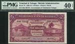 Government of Trinidad and Tobago, $5, 1 May 1942, serial number 29A 99179, purple on multicolour un