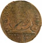 1787 Fugio Cent. Pointed Rays. Newman 8-X, W-6750. Rarity-3. STATES UNITED, 4 Cinquefoils--Multiple 