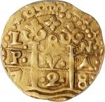 PERU. Cob 8 Escudos, 1728-L N. Lima Mint. Philip V. PCGS AU-53.