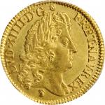 FRANCE. Louis dOr, 1690-D. Lyon Mint. Louis XIV. PCGS MS-63 Gold Shield.