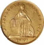 CHILE. 10 Pesos, 1866-So. Santiago Mint. PCGS AU-58.