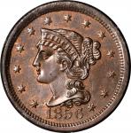 1856 Braided Hair Cent. N-6. Rarity-1. Upright 5. MS-65 RB (PCGS). OGH--First Generation.
