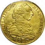 COLOMBIA. 1781-JJ 8 Escudos. Santa Fe de Nuevo Reino (Bogotá) mint. Carlos III (1759-1788). Restrepo