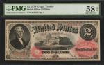 Fr. 48. 1878 $2 Legal Tender Note. PMG Choice About Uncirculated 58 EPQ.