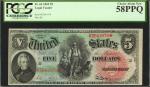 Fr. 64. 1869 $5 Legal Tender Note. PCGS Choice About New 58 PPQ.