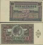 Grand-Duche de Luxembourg, 20 francs, ND (1926), red serial number 1445021, green and mauve, Grand D