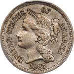 1887 Nickel Three-Cent Piece. AU-55 (PCGS).