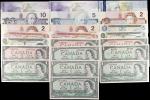 CANADA. Lot of (22). Bank of Canada. 1 to 10 dollars, Mixed Dates. P-Various. Very Fine to Uncircula