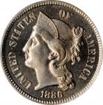 1886 Nickel Three-Cent Piece. Proof-66 Cameo (PCGS). CAC.