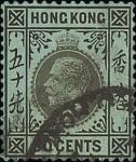 Hong KongKing George V1912-2150c. black on blue-green variety watermark inverted and reversed, cance