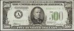 Fr. 2201-Adgs. 1934 $500 Federal Reserve Note. Boston. PMG About Uncirculated 53 EPQ.