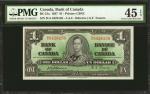 CANADA. Bank of Canada. 1 Dollar, 1937. BC-21a. PMG Choice Extremely Fine 45 EPQ.