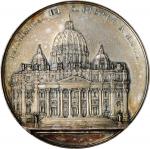 ITALY. Papal States. Rome. St. Peters Basilica Silvered Bronze Medal, ND (1857). PCGS SPECIMEN-61.