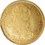 MEXICO. 8 Escudos, 1783-Mo FF. Mexico City Mint. Charles III. PCGS AU-58.