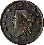 1831 Matron Head Cent. N-10. Rarity-3. Large Letters. AU Details--Cleaned (PCGS).