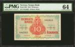 NORWAY. Norges Bank. 10 Kroner, 1944. P-20b. PMG Choice Uncirculated 64.