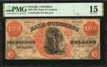 Columbus, Georgia. Bank of Columbus. 1859 $100. PMG Choice Fine 15.