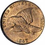 1857 Flying Eagle Cent. Snow-9, FS-402. Obverse Clashed Die with a Liberty Seated Half Dollar. MS-64