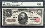 Fr. 370. 1891 $10 Treasury Note. PMG Gem Uncirculated 66 EPQ.