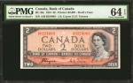 CANADA. Bank of Canada. 2 Dollars, 1954. BC-30a. PMG Choice Uncirculated 64 EPQ.