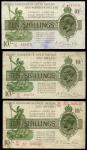 Treasury Series, N.F. Warren-Fisher, 10 shillings, (3), ND (1919-27), prefixes, G/59, R/29, U/51, gr