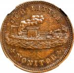 1863 OUR LITTLE MONITOR / Open Wreath, Crossed Cannons and Anchor. Fuld-239/421 a. Rarity-3. Copper.