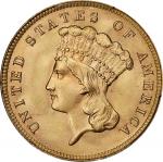 1889 Three-Dollar Gold Piece. MS-65 (PCGS).