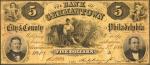 Philadelphia, Pennsylvania. Bank of Germantown. May 1, 1862. $5. Very Fine.