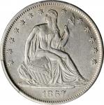 1867-S Liberty Seated Half Dollar. WB-4. Rarity-3. Repunched Mintmark. AU-55 (PCGS).
