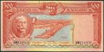 Banco de Angola, 500 escudos, 15 August 1956, serial number 6WX 15908, orange and pale blue, arms to