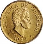 COLOMBIA. 5 Pesos, 1927. Medellin Mint. PCGS MS-63 Gold Shield.