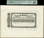 Banco Maua y Cia, Santa Fe, Argentina, black and white proof of a 1 onza de oro, Rosario, 18- (1859-