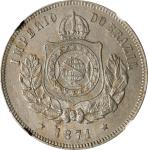 BRAZIL. 200 Reis, 1871. Rio de Janeiro Mint. Pedro II. NGC AU-53.