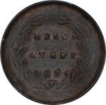 ARGENTINA. Buenos Aires. 5/10 Real (5 Decimos), 1831/27. PCGS MS-62 Brown.