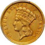 1854-D Three-Dollar Gold Piece. Winter 1-A, the only known dies. AU-50 (PCGS).