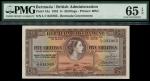 Bermuda Government, 5 shillings, 20 October 1952, serial number L/1 031965, brown, Queen Elizabeth I