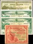 BELGIAN CONGO. Mixed Banks. 5 & 20 Francs, 1940-59. P-13, 26 & 31. Fine to Very Fine.