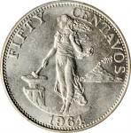 PHILIPPINES. 50 Centavos, 1964. Kings Norton Mint. PCGS SPECIMEN-65 Gold Shield.