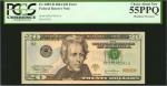 Fr. 2089-B. 2004 $20  Federal Reserve Note. New York. PCGS Currency Choice About New 55 PPQ. Misalig