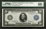 Fr. 984. 1914 $20 Federal Reserve Note. Atlanta. PMG Gem Uncirculated 66 EPQ.